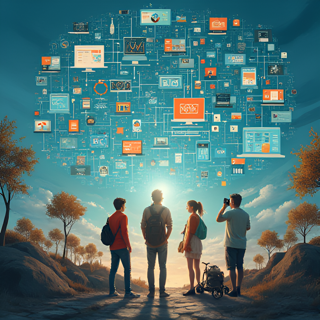 A metaphorical image representing the future of news, perhaps showing a network of interconnected devices or a diverse group of people consuming news in various ways, with elements symbolizing trust and reliable information, set against a backdrop of a changing digital landscape.
