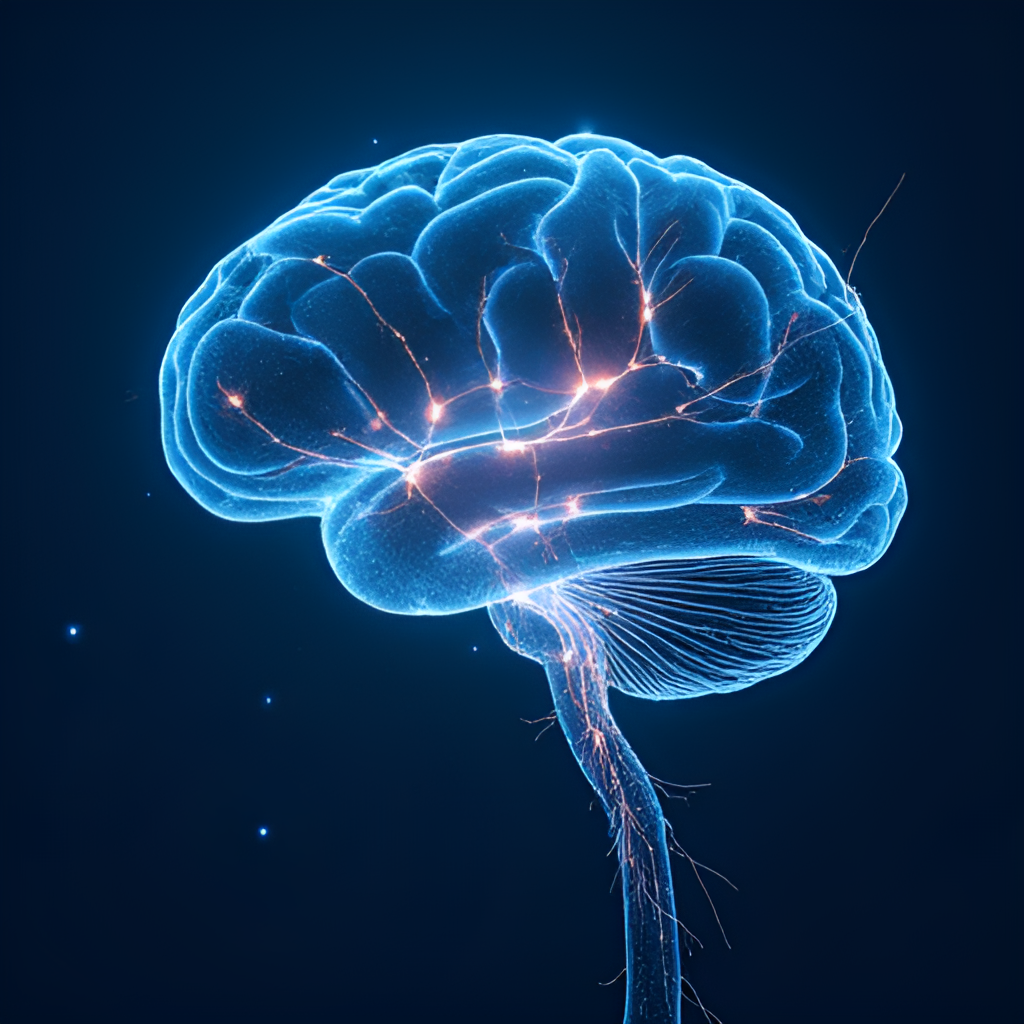 A symbolic illustration representing neurological health, perhaps showing a stylized brain or nerve pathways with light trails, conveying innovation and progress in therapeutic treatments.